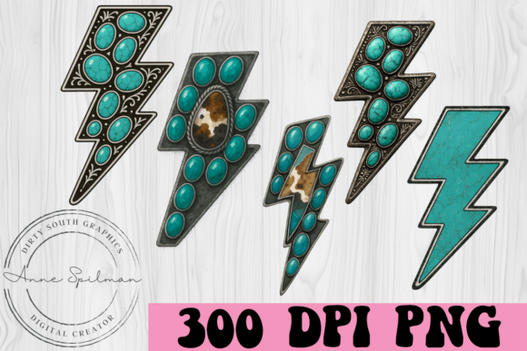 5 Western Lightning Bolts Turquoise: A Bold Embroidery Design for Creative Projects