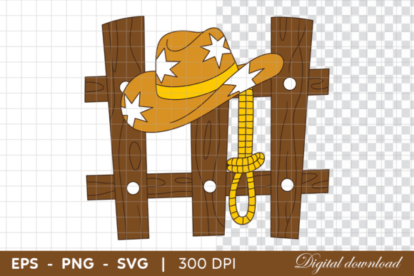Cowboy Hat and Rope on Wooden Fence