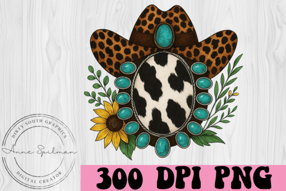 Cowboy Hat Turquoise Gem Cow Hide