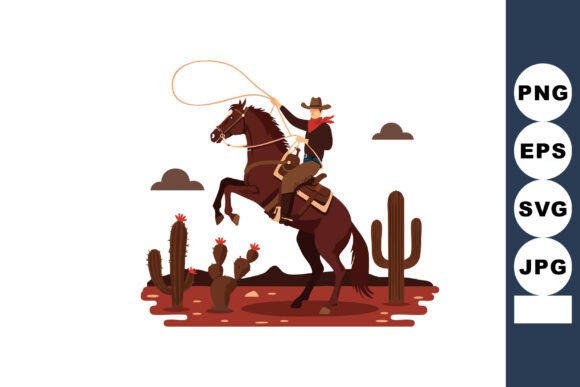 Cowboy Riding Rearing Horse in Desert La Review