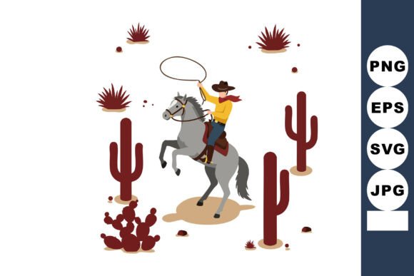 Cowboy Riding Rearing Horse with Lasso: A Bold Embroidery Design