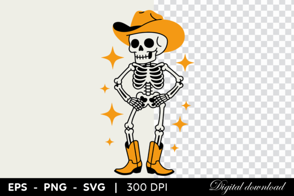 Cowboy Skeleton in Hat and Boots: A Bold Embroidery Design for Creative Projects
