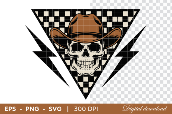 Cowboy Skull with Checkered Triangle Embroidery Review
