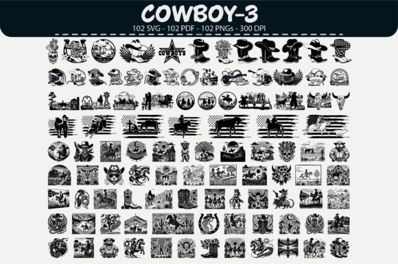 Cowboy Vector Bundle – 102 Designs