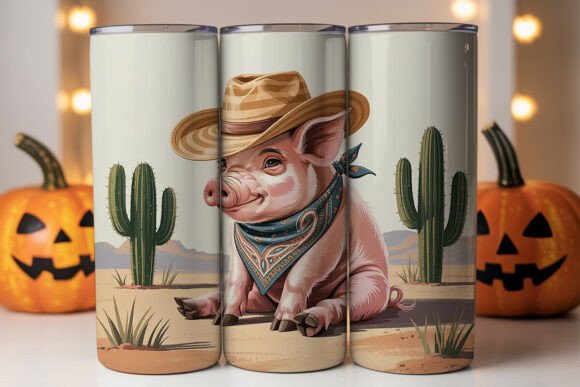 Desert Cowboy Pig 20oz Tumbler Design Review