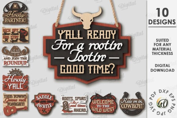 Embroidery Review: Cowboy Welcome Signs Bundle Laser Cut