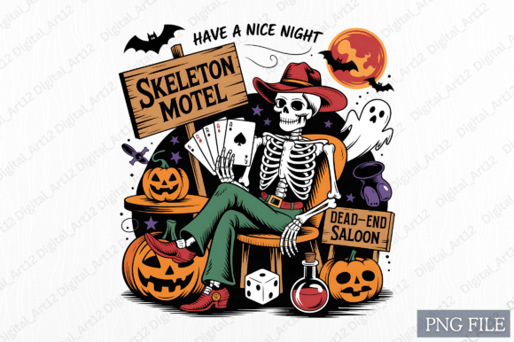 Halloween Cowboy PNG-Vintage Motel PNG Review for Embroidery Projects
