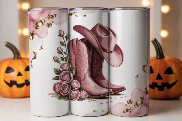 Pink Cowboy Boots Roses 20oz Tumbler