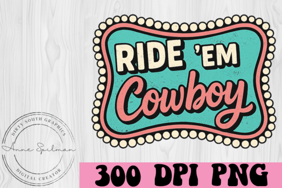 Ride Em Cowboy Pink Turquoise Buckle for Embroidery Projects