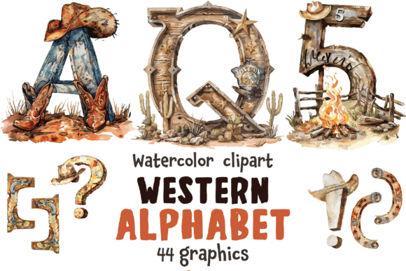 Watercolor Western Alphabet Clipart Review