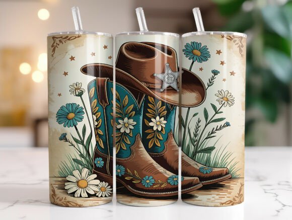 Western Cowboy Boots Tumbler Wrap Review for Embroidery Projects